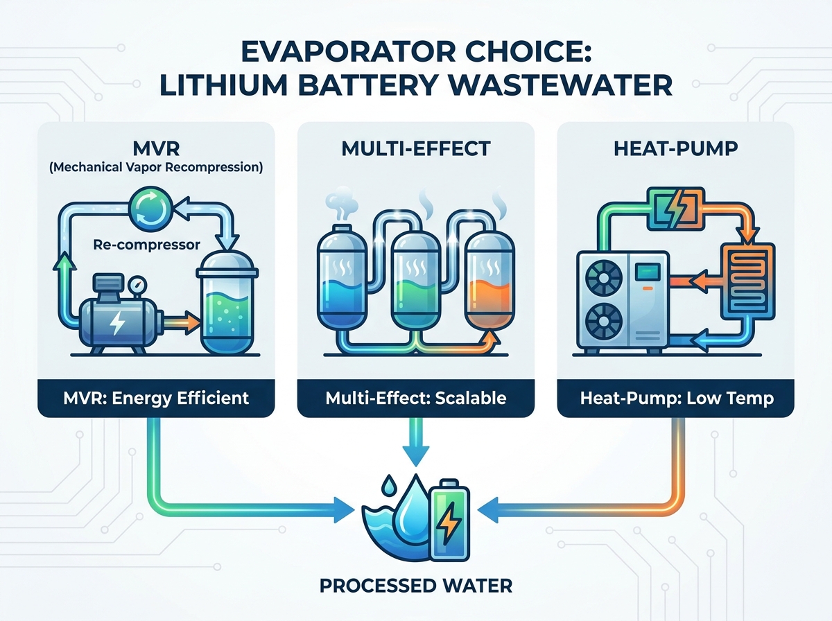 Evaporator technologies for lithium battery wastewater